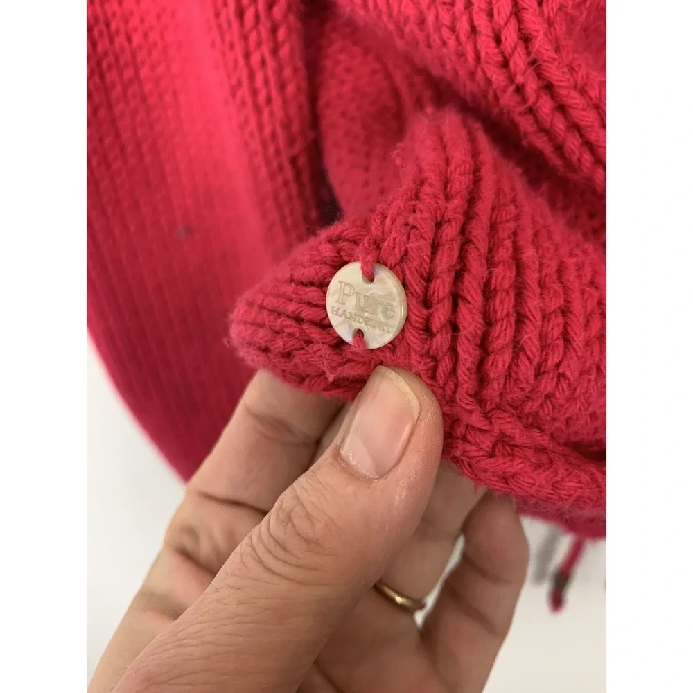 Pure‎ Handknit Womens Cardigan Small Pink Wrap Cozy Valentines Day Chunky Knit